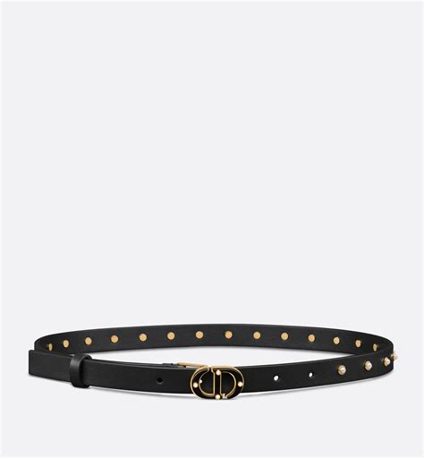 30 Montaigne Belt Black Smooth Calfskin and White Resin Pearls 